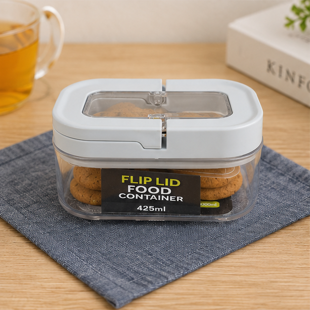 Flip Lid Food Storage Container Grey 425ML (YM293)
