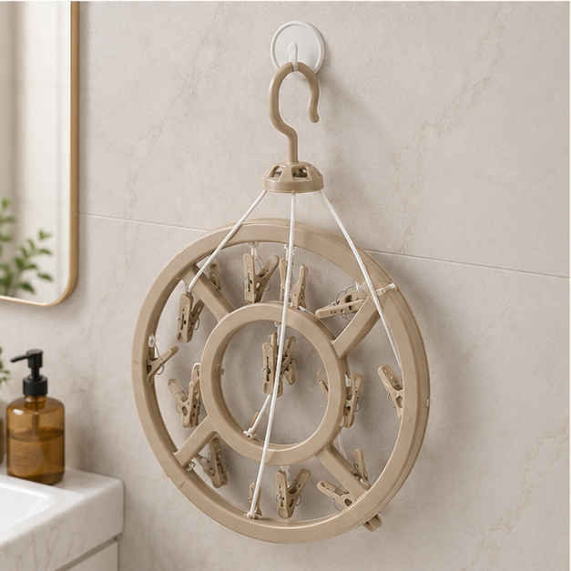 Foldable Hanging Drying Rack with Clips for Clothes & Accessories (YM556)