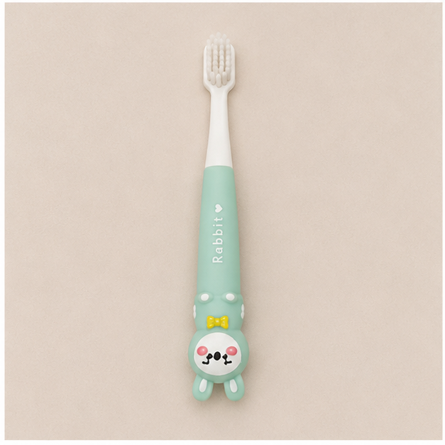 Green Kids Toothbrush with Rabbit Design (YM774)