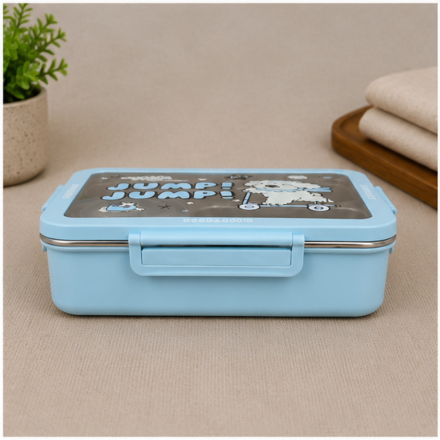 Blue Stainless Steel Kids Lunch Box with Cartoon Design (YM2506)