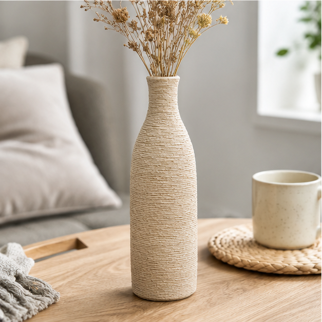 Textured Beige Decorative Vase (YM1112)