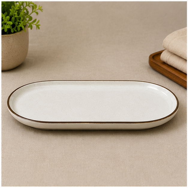 Elegant White Ceramic Serving Plate for Dining & Serveware (YM1447)