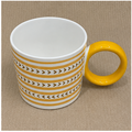 Striped Ceramic Coffee Mug with Yellow Handle (YM2836)