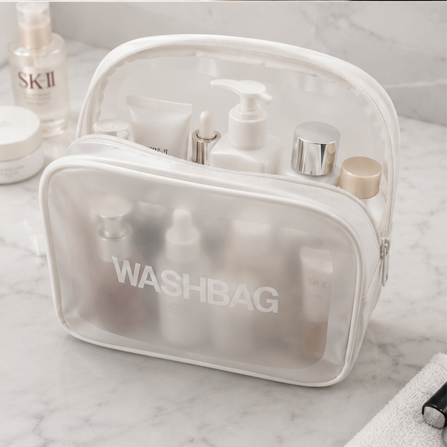 White Cosmetic Organizer Wash Bag for Makeup & Travel (YM1426)