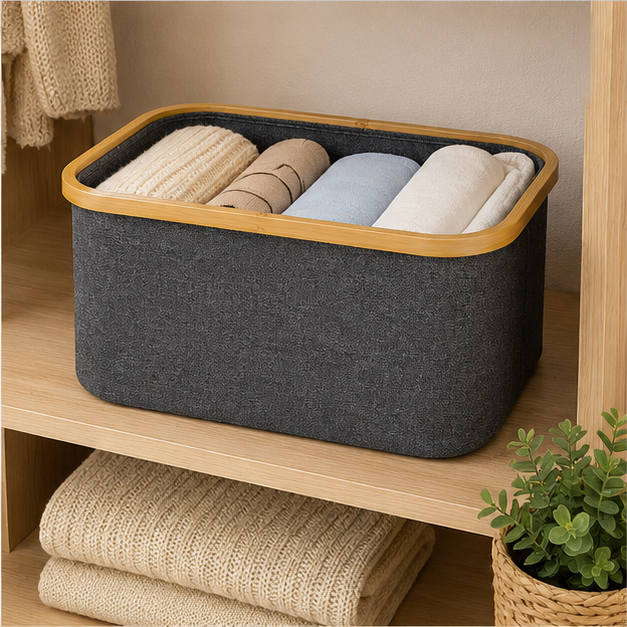 Grey Fabric Laundry Basket for Storage (YM1897)
