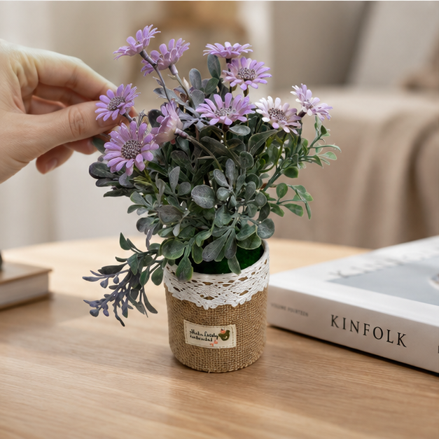 Artificial Lavender Daisy Plant in Decorative Pot (YM997)