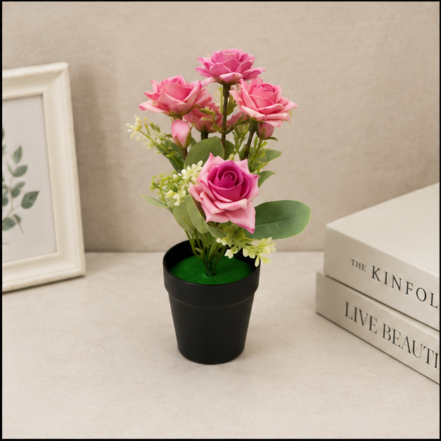Artificial Pink Flower Plant in Pot (YM1005)