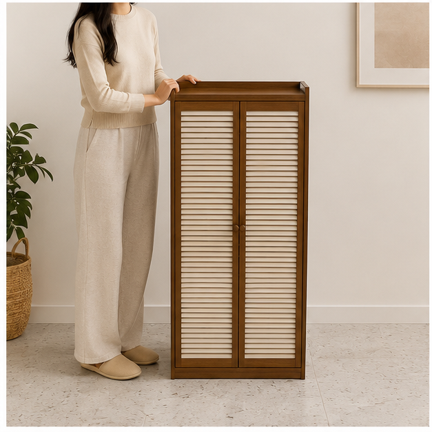 Brown Wooden Shoe Rack Organizer (YM2116)