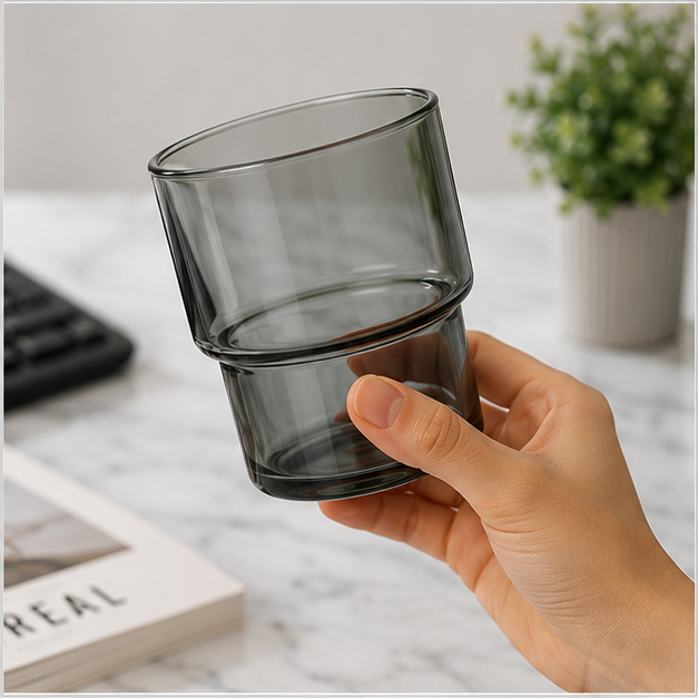Grey Glass Drinking Tumbler for Everyday Use (YM616)