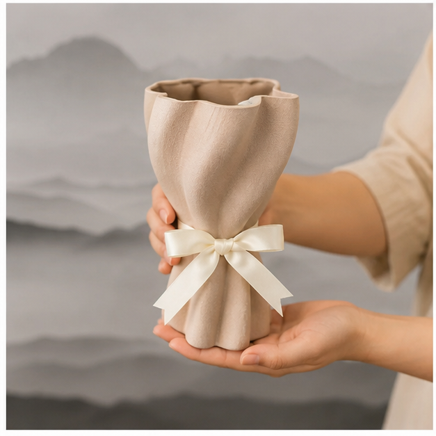 Beige Decorative Flower Vase for Modern Home Décor (YM2333)