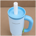Blue Insulated Tumbler with Handle and Straw (YM2620)