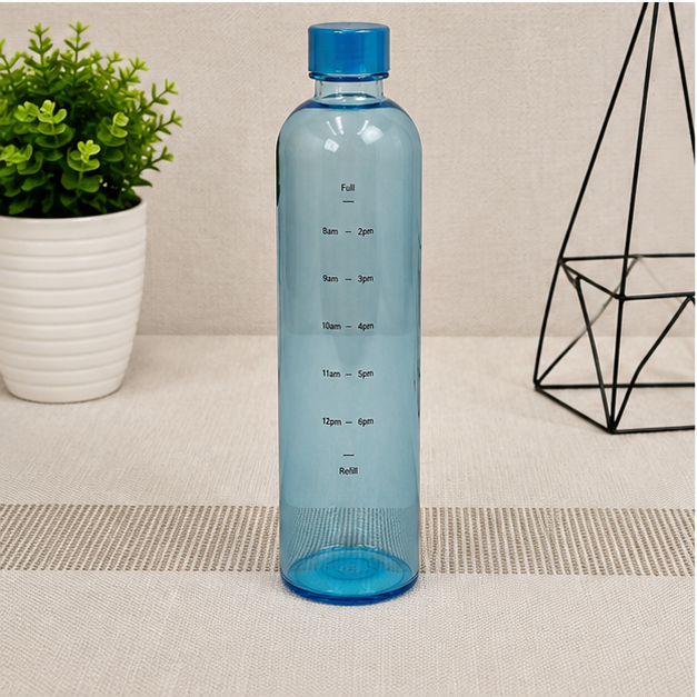 Blue Glass Water Bottle 1000ml for Daily Hydration & Travel (YM2150)