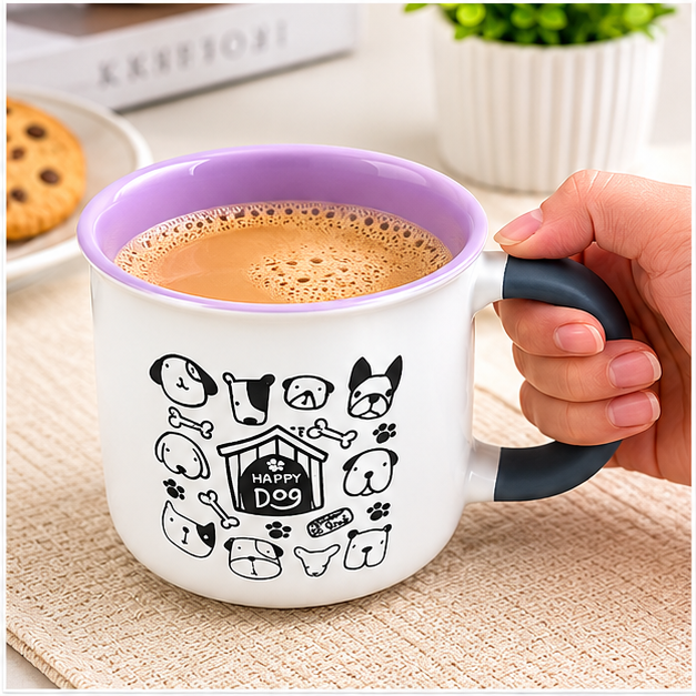 Cute Dog Print Ceramic Coffee Mug (YM2825)