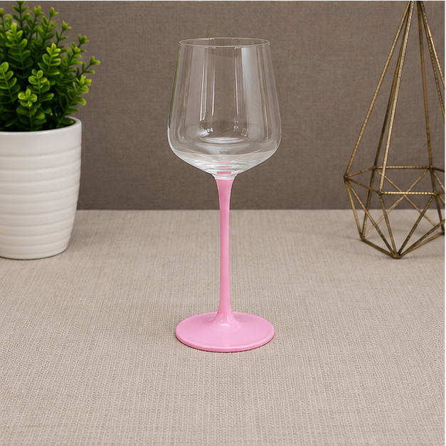 Stemmed Wine Glass with Pink Base (YM1384)
