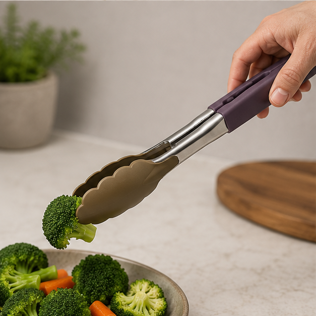 Tong with Wood Handle Stainless Steel (YM1653)