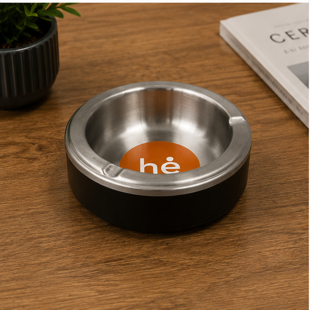 Black Stainless Steel Ashtray (YM2055)