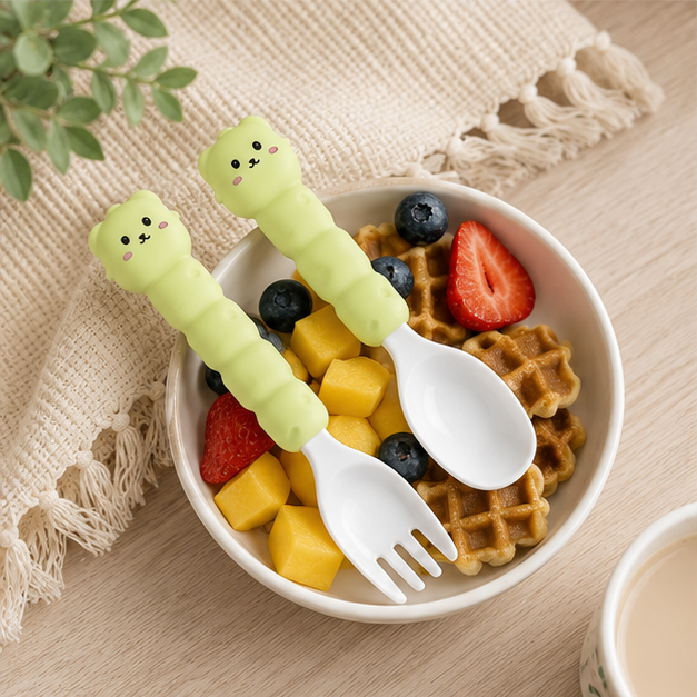 Baby Cutlery Set – Fork & Spoon Green (YM2494)