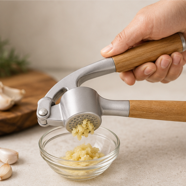 Garlic Press SS Wood Handle (YM1632)