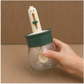 Glass Seasoning Jar with Spoon and Green Lid (YM2757)