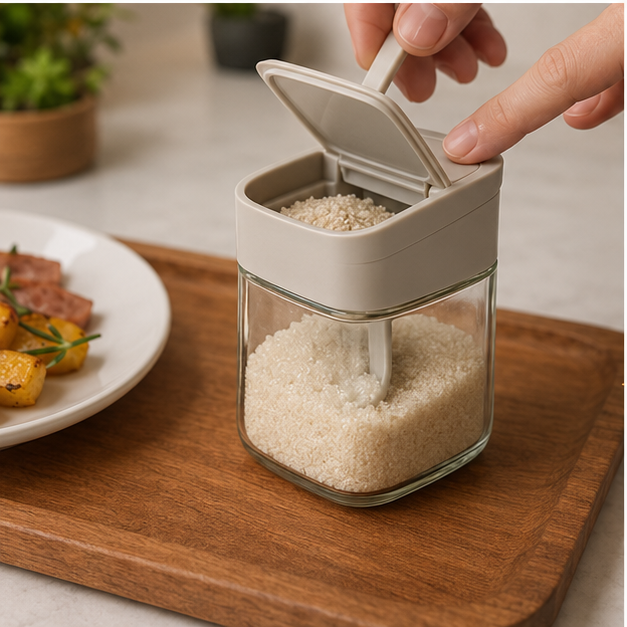 White Seasoning Jar for Kitchen Storage and Organization (YM1377)