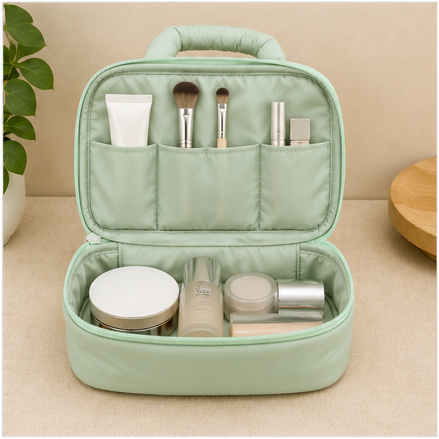 Quilted Cosmetic Organizer Bag Green (YM1438)