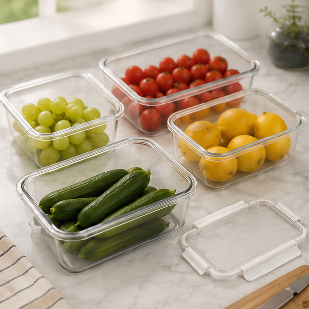 Airtight Plastic Storage Container Set of 4 - White (YM678)