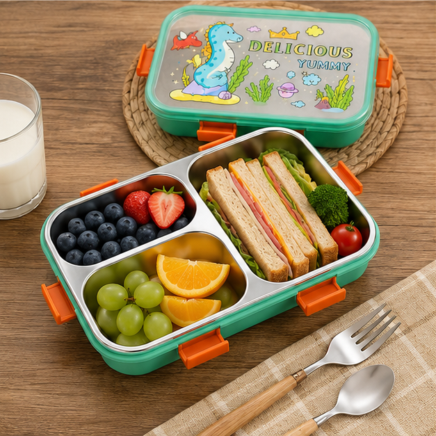 Kids Stainless Steel Lunch Box – Green (YM2498)