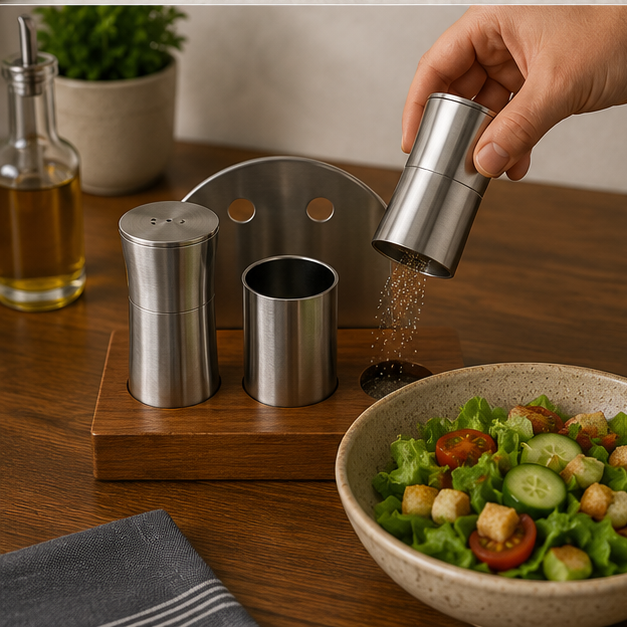 SS Seasoning Set with Paper Holder Stainless Steel Set of 3 (YM1673)