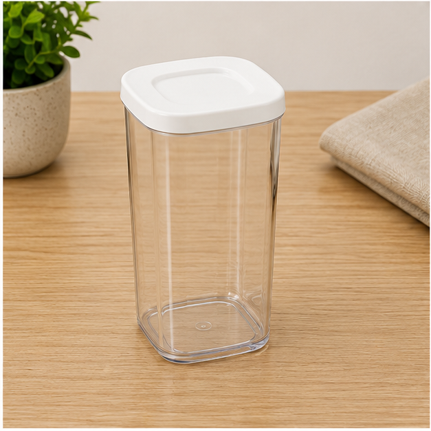 White Plastic Storage Box with Lid for Kitchen Organization (YM1240)