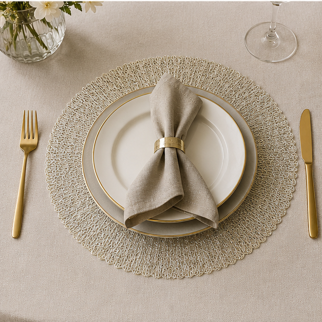 Gold Round Table Mat Set of 6 (YM2655)