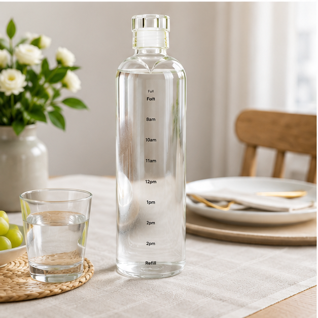 Glass Water Bottle White 1000ML (YM2150)