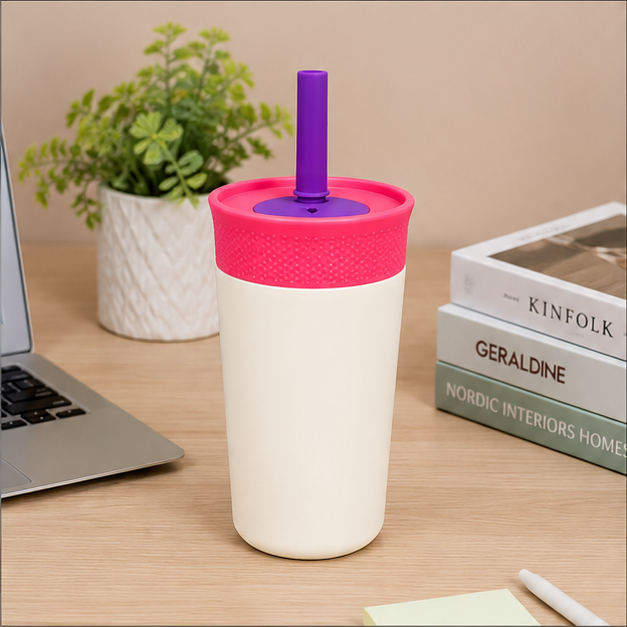 Beige Insulated Tumbler with Straw & Lid (YM048)