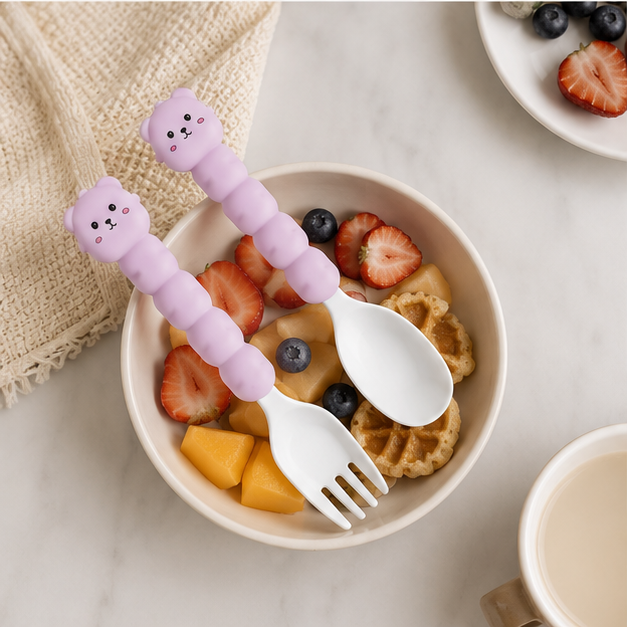 Baby Cutlery Set – Fork & Spoon Pink (YM2494)