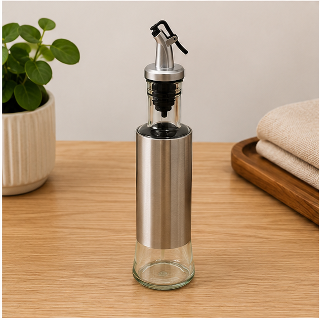 Glass Oil Dispenser Bottle with Stainless Steel Pourer (YM054)