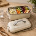 Premium White Lunch Box with Carry Handle for Office, School & Travel (YM698)