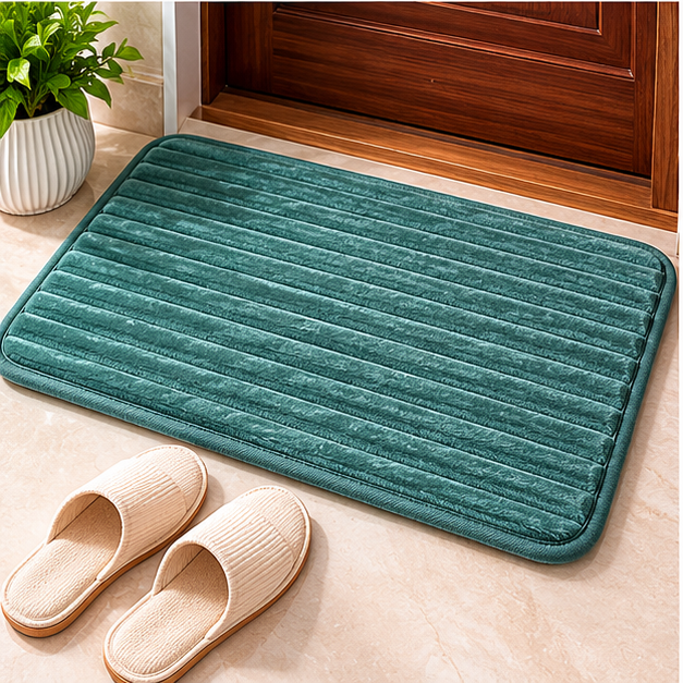 Soft Green Stripes Door Mat for Indoor Use (YM1875)