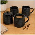 Black Ceramic Tea & Coffee Mug Set with Tray (YM470)
