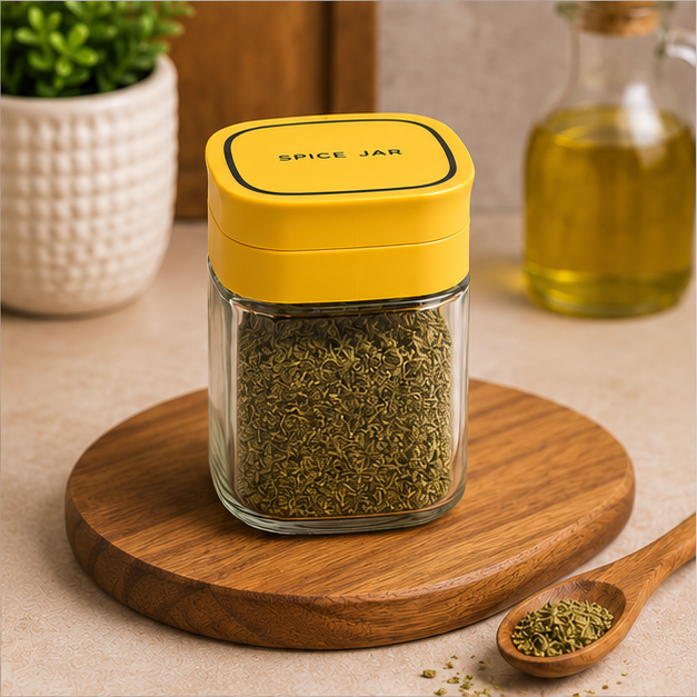Yellow Glass Seasoning Storage Jar with Lid (YM1377)
