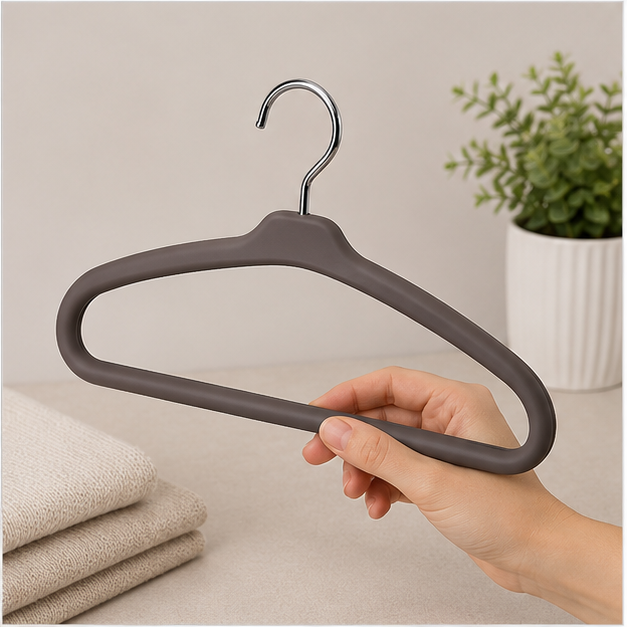 Brown Plastic Clothes Hanger for Wardrobe Organization (YM414)