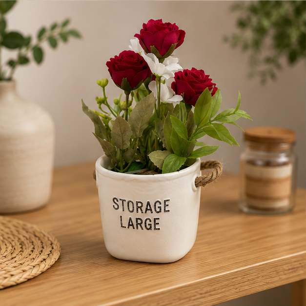 Decorative Artificial Plant Mix in White Planter for Home & Office Décor (YM1010)