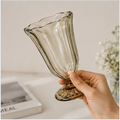 Gold Tinted Glass Dessert Cup with Spoon (YM613)