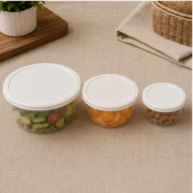 Plastic Storage Container Set of 3 Cream (YM2727)