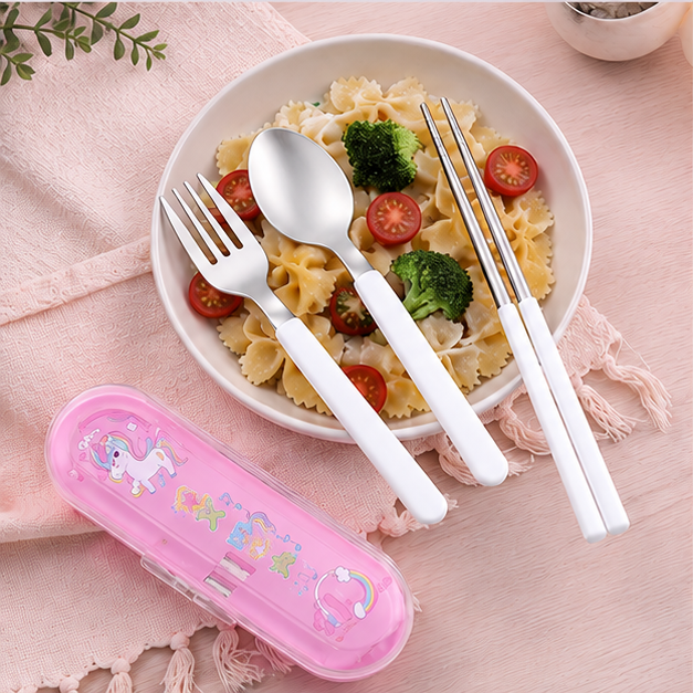 Kids Cutlery Set with Case – Pink (YM2496)