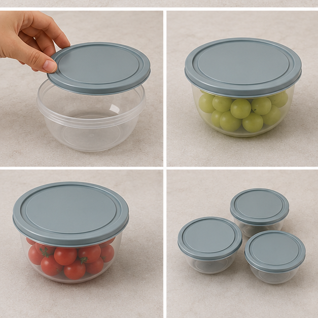 Storage Container Grey Set of 3 (YM2728)