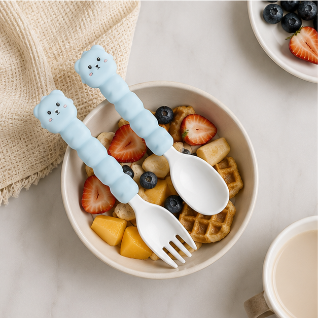 Baby Cutlery Set – Fork & Spoon Blue (YM2494)