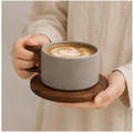 Grey Signature Latte Cup with Saucer (YM2386)