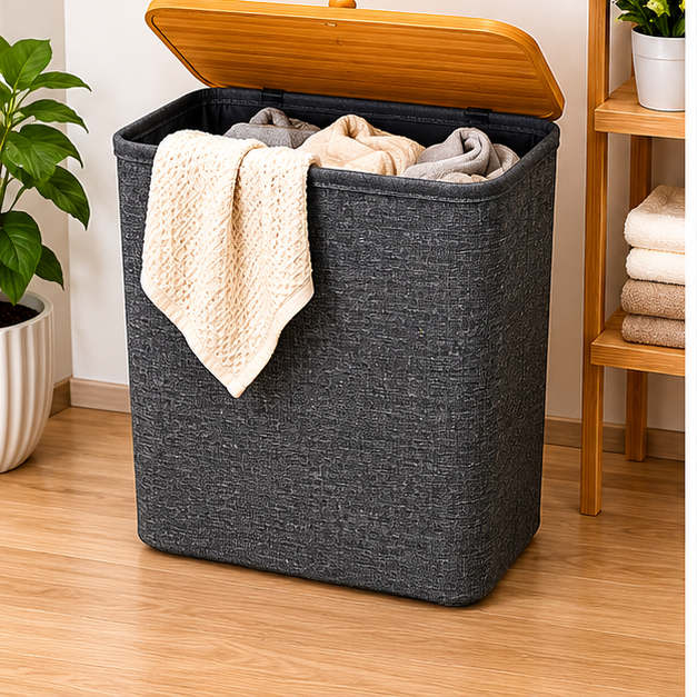 Grey Laundry Hamper Basket for Daily Use (YM1883)