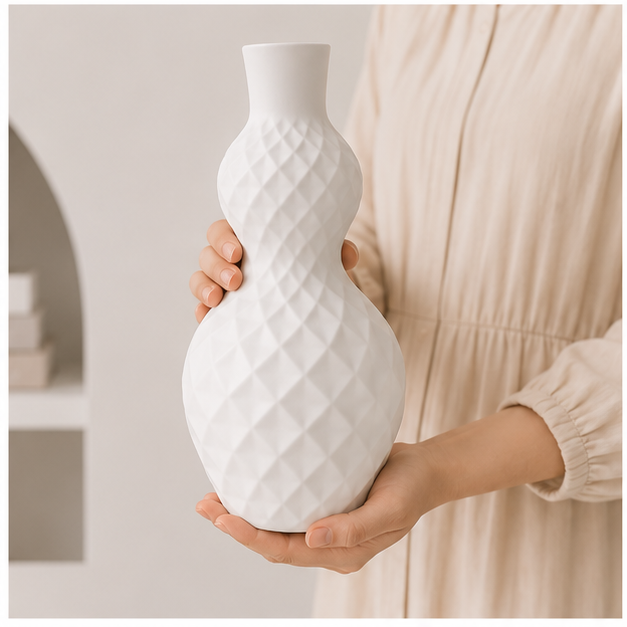 Modern White Ceramic Flower Vase for Table Décor (YM2350)