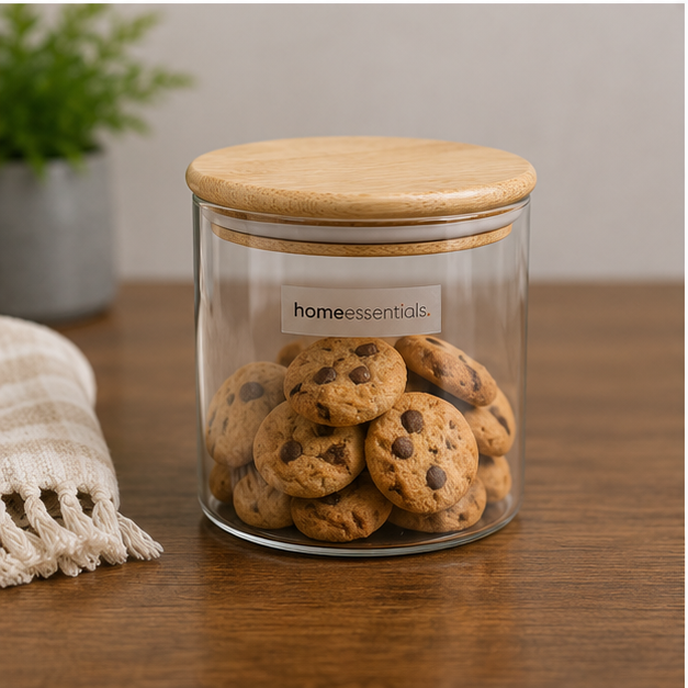Glass Storage Jar with Wooden Lid Small (YM1714)