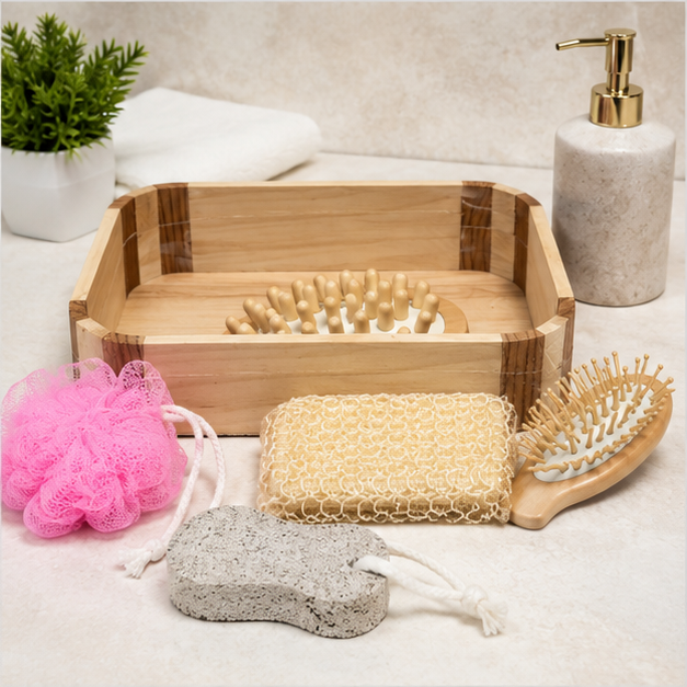 Bath Accessories Spa Care Set with Wooden Tray (YM747)